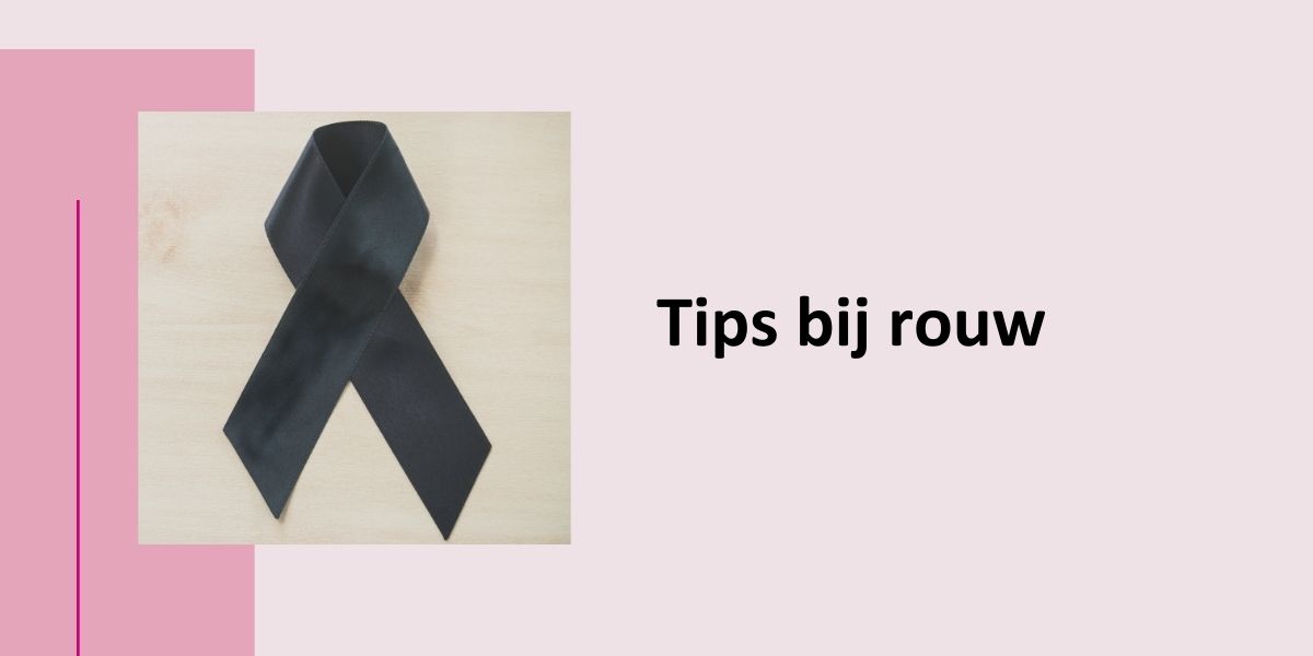 Tips bij rouw, met een foto van een zwarte strik